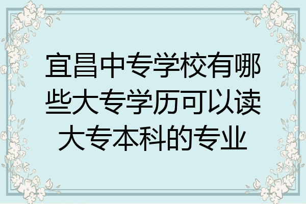 宜昌中专学校有哪些大专学历可以读大专本科的专业