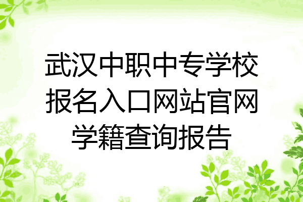 武汉中职中专学校报名入口网站官网学籍查询报告