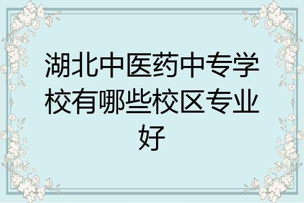 湖北中医药中专学校有哪些校区专业好