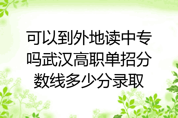 可以到外地读中专吗武汉高职单招分数线多少分录取