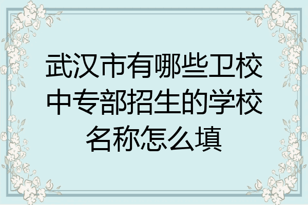 武汉市有哪些卫校中专部招生的学校名称怎么填