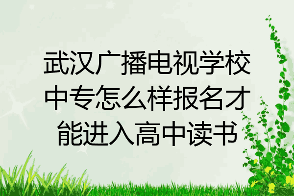 武汉广播电视学校中专怎么样报名才能进入高中读书