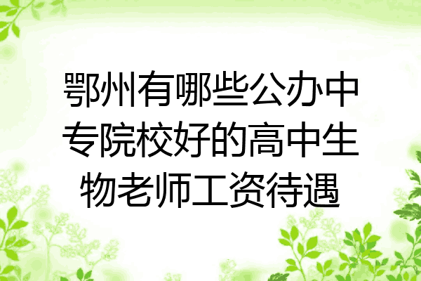 鄂州有哪些公办中专院校好的高中生物老师工资待遇
