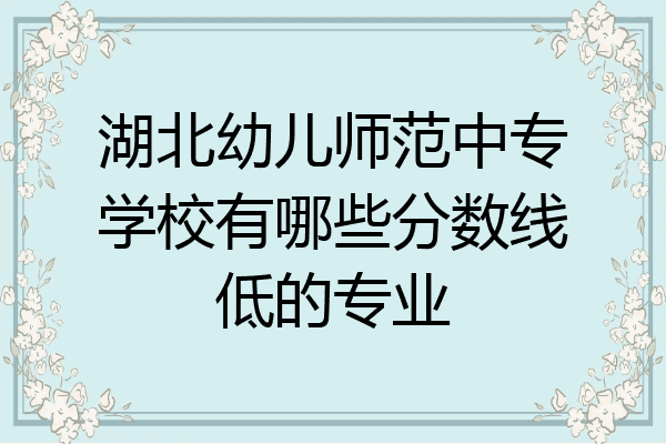 湖北幼儿师范中专学校有哪些分数线低的专业
