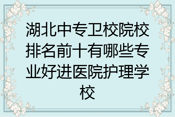 湖北中专卫校院校排名前十有哪些专业好进医院护理学校