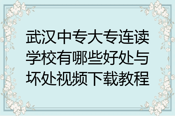武汉中专大专连读学校有哪些好处与坏处视频下载教程