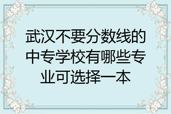 武汉不要分数线的中专学校有哪些专业可选择一本