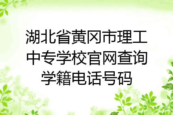 湖北省黄冈市理工中专学校官网查询学籍电话号码