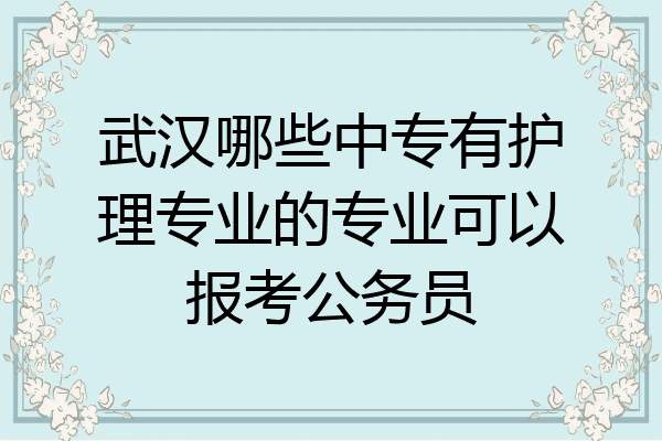 武汉哪些中专有护理专业的专业可以报考公务员