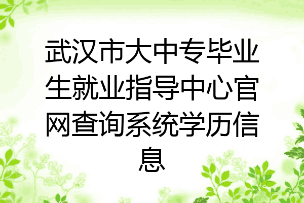 武汉市大中专毕业生就业指导中心官网查询系统学历信息