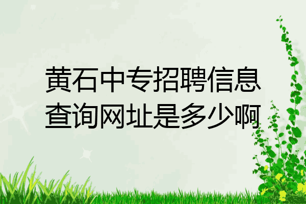 黄石中专招聘信息查询网址是多少啊