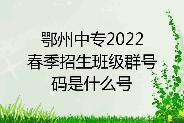 鄂州中专2022春季招生班级群号码是什么号
