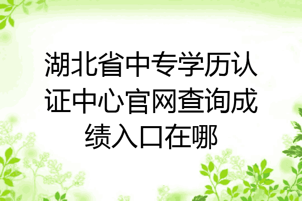 湖北省中专学历认证中心官网查询成绩入口在哪
