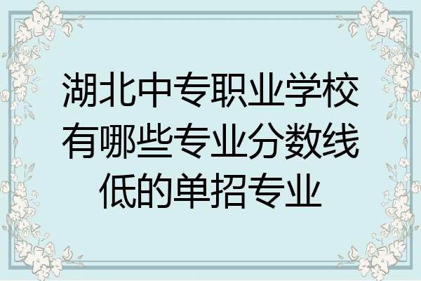 湖北中专职业学校有哪些专业分数线低的单招专业