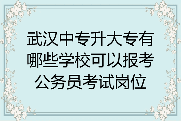 武汉中专升大专有哪些学校可以报考公务员考试岗位