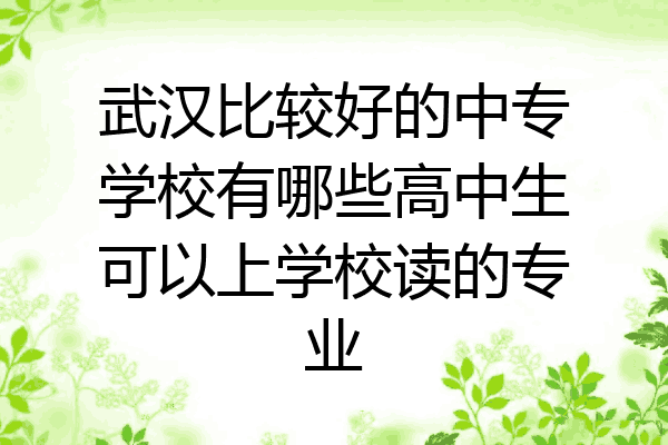 武汉比较好的中专学校有哪些高中生可以上学校读的专业