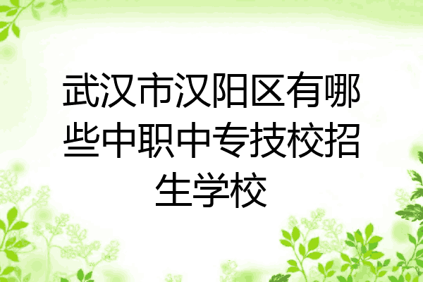 武汉市汉阳区有哪些中职中专技校招生学校