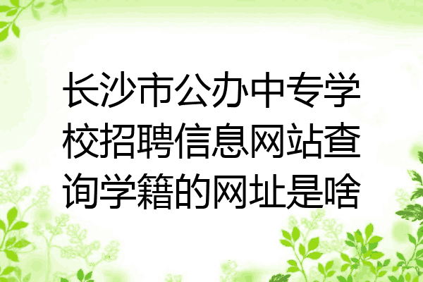 长沙市公办中专学校招聘信息网站查询学籍的网址是啥