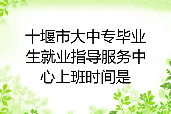 十堰市大中专毕业生就业指导服务中心上班时间是