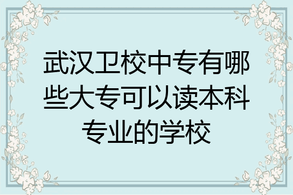 武汉卫校中专有哪些大专可以读本科专业的学校