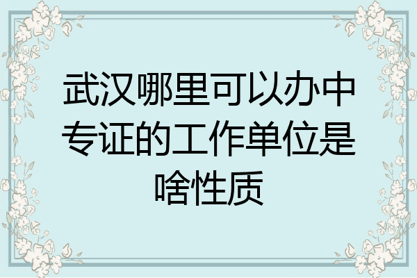 武汉哪里可以办中专证的工作单位是啥性质