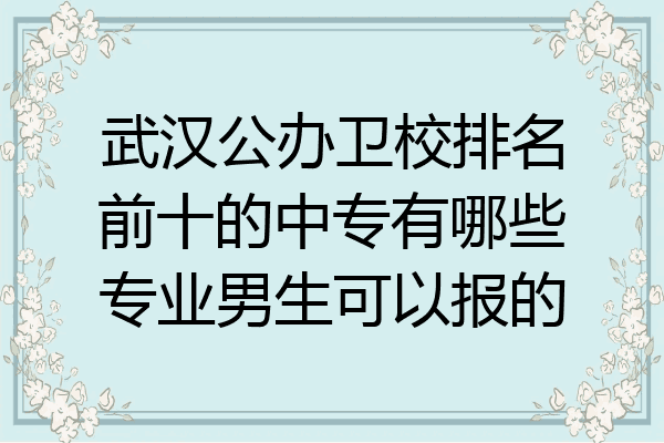 武汉公办卫校排名前十的中专有哪些专业男生可以报的