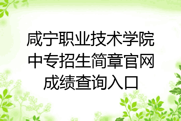 咸宁职业技术学院中专招生简章官网成绩查询入口