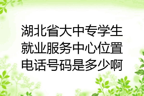 湖北省大中专学生就业服务中心位置电话号码是多少啊