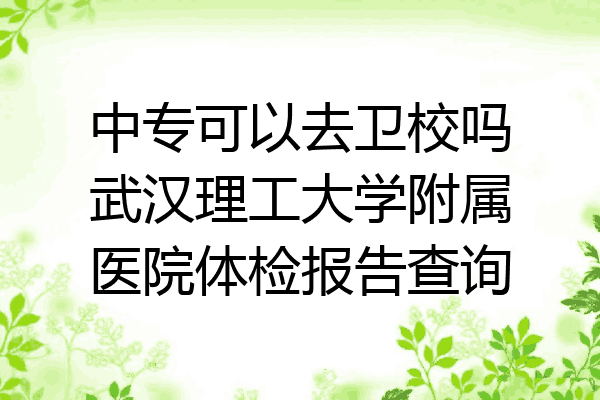中专可以去卫校吗武汉理工大学附属医院体检报告查询