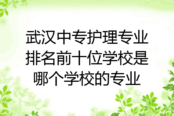 武汉中专护理专业排名前十位学校是哪个学校的专业