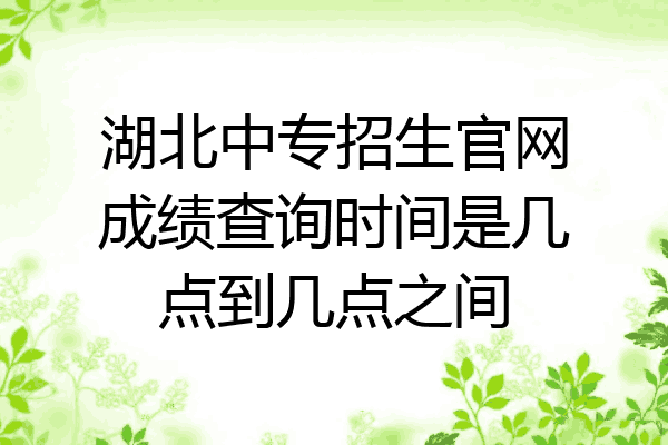 湖北中专招生官网成绩查询时间是几点到几点之间