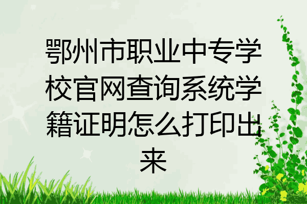 鄂州市职业中专学校官网查询系统学籍证明怎么打印出来