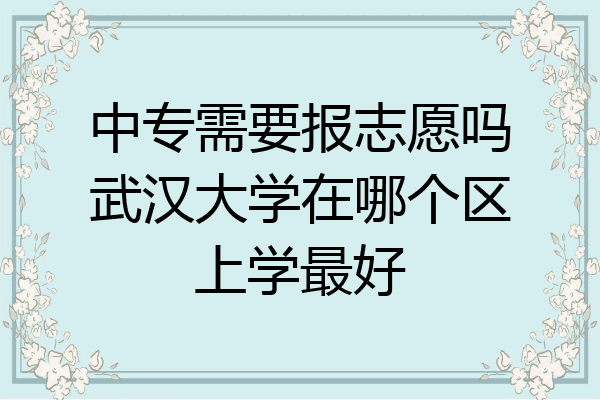 中专需要报志愿吗武汉大学在哪个区上学最好