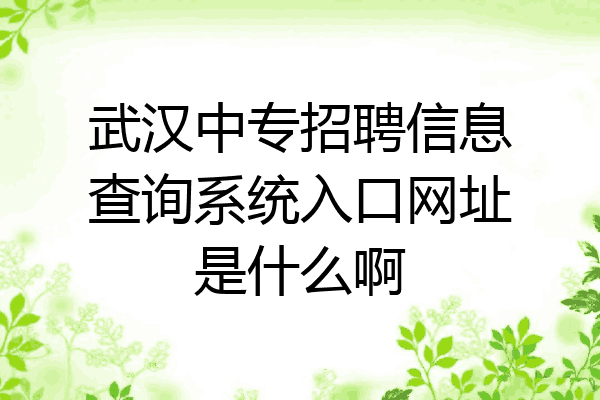 武汉中专招聘信息查询系统入口网址是什么啊