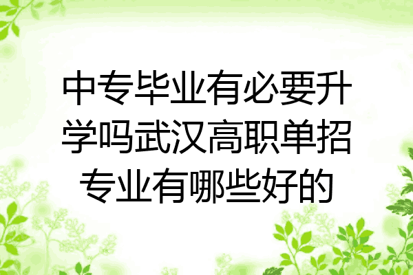 中专毕业有必要升学吗武汉高职单招专业有哪些好的