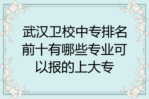 武汉卫校中专排名前十有哪些专业可以报的上大专