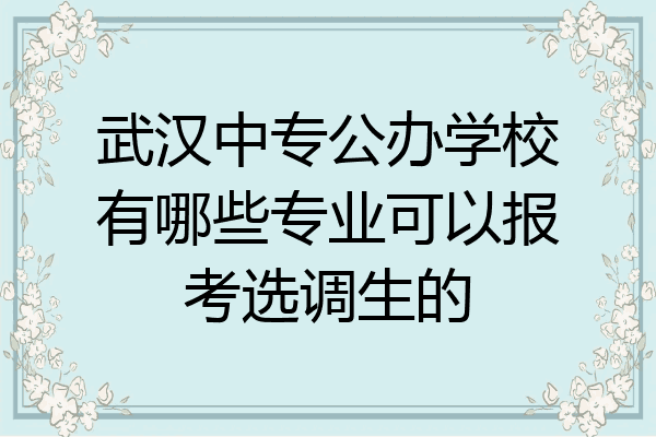 武汉中专公办学校有哪些专业可以报考选调生的