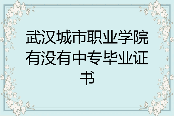 武汉城市职业学院有没有中专毕业证书