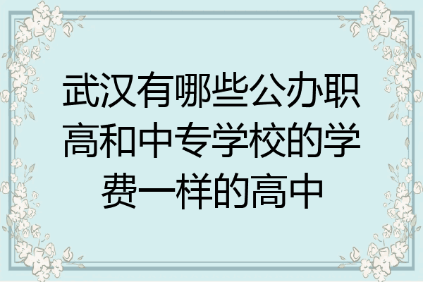 武汉有哪些公办职高和中专学校的学费一样的高中