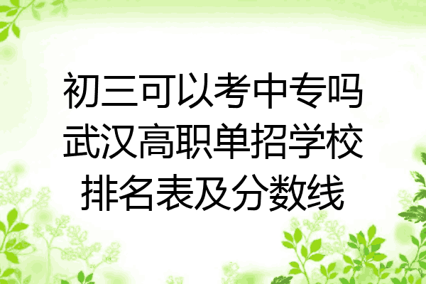 初三可以考中专吗武汉高职单招学校排名表及分数线