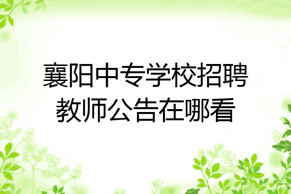 襄阳中专学校招聘教师公告在哪看