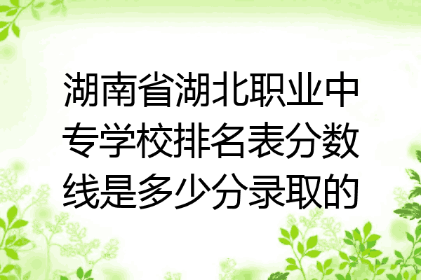 湖南省湖北职业中专学校排名表分数线是多少分录取的