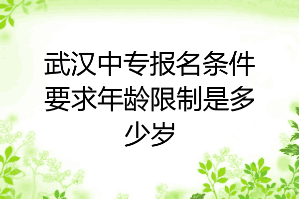 武汉中专报名条件要求年龄限制是多少岁