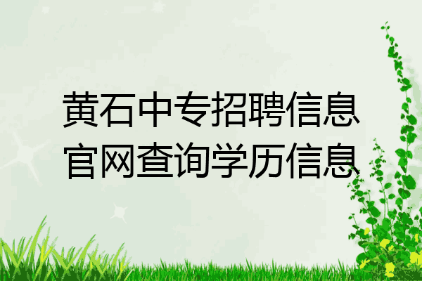 黄石中专招聘信息官网查询学历信息