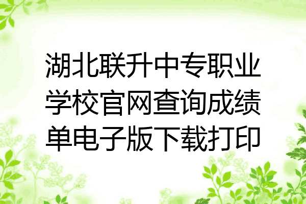 湖北联升中专职业学校官网查询成绩单电子版下载打印