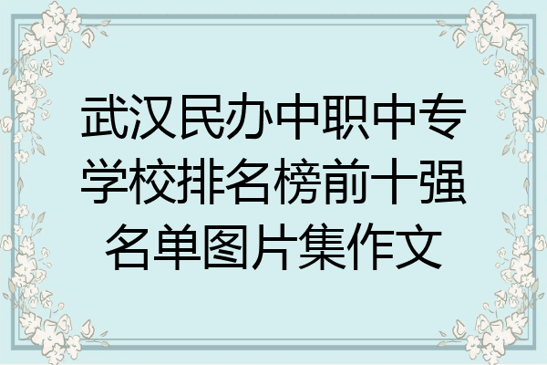 武汉民办中职中专学校排名榜前十强名单图片集作文