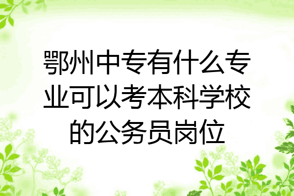 鄂州中专有什么专业可以考本科学校的公务员岗位