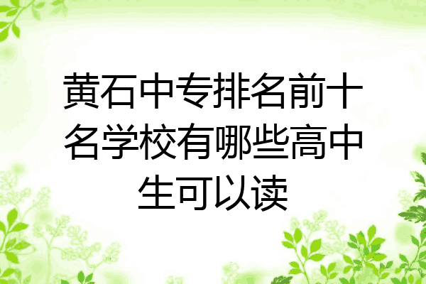 黄石中专排名前十名学校有哪些高中生可以读