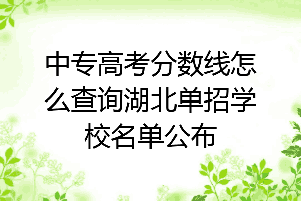 中专高考分数线怎么查询湖北单招学校名单公布