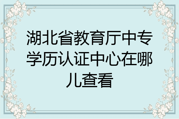 湖北省教育厅中专学历认证中心在哪儿查看